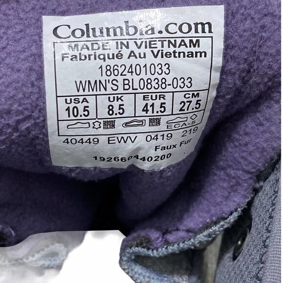 Columbia Nikiski Boots 503 Winter Snow Insulated Waterproof Purple Gray 10.5 - Picture 4 of 10